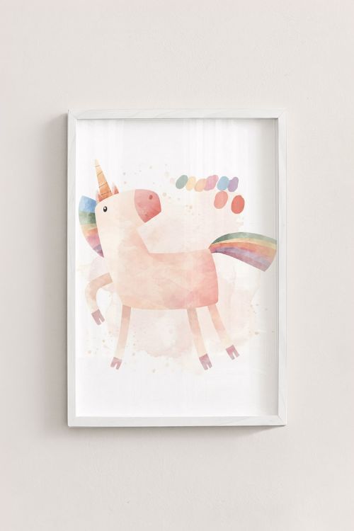 Premium Poster, Watercolor Rainbow Unicorn