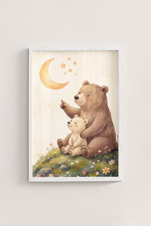 Premium Poster, Moonlit Bear Family