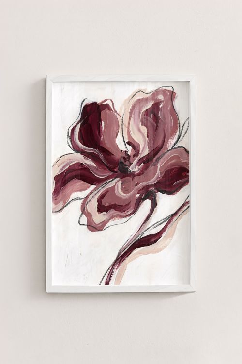 Premium Poster, Burgundy Bloom Outline