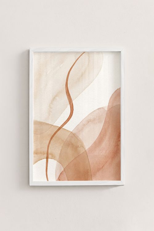 Premium Poster, Terracotta Curves Watercolor