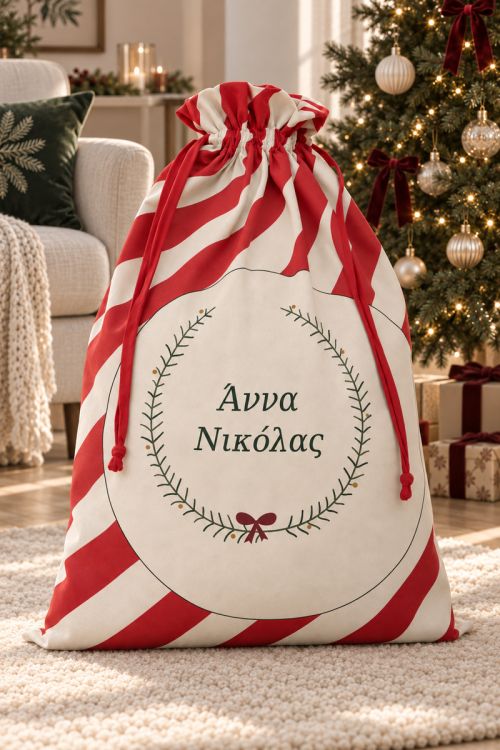Κόκκινος Πρωτοχρονιάτικος Σάκος για Δώρα Οικογένειας