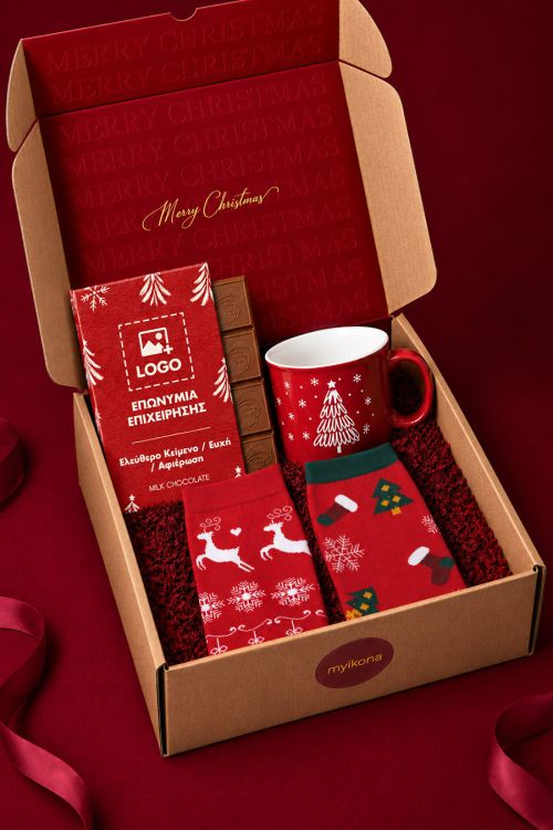 Gift Box για Συνεργάτες: Σοκολάτα, Κούπα & 2 Ζευγάρια Κάλτσες