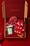 Gift Box Χριστουγεννιάτικο για Πελάτες με Κερί, 2 Ζευγάρια Κάλτσες & Σκούφο