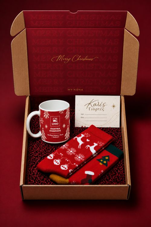 Gift Box για Συνεργάτες με Κούπα, 2 Ζευγάρια Κάλτσες & Ευχετήρια Κάρτα
